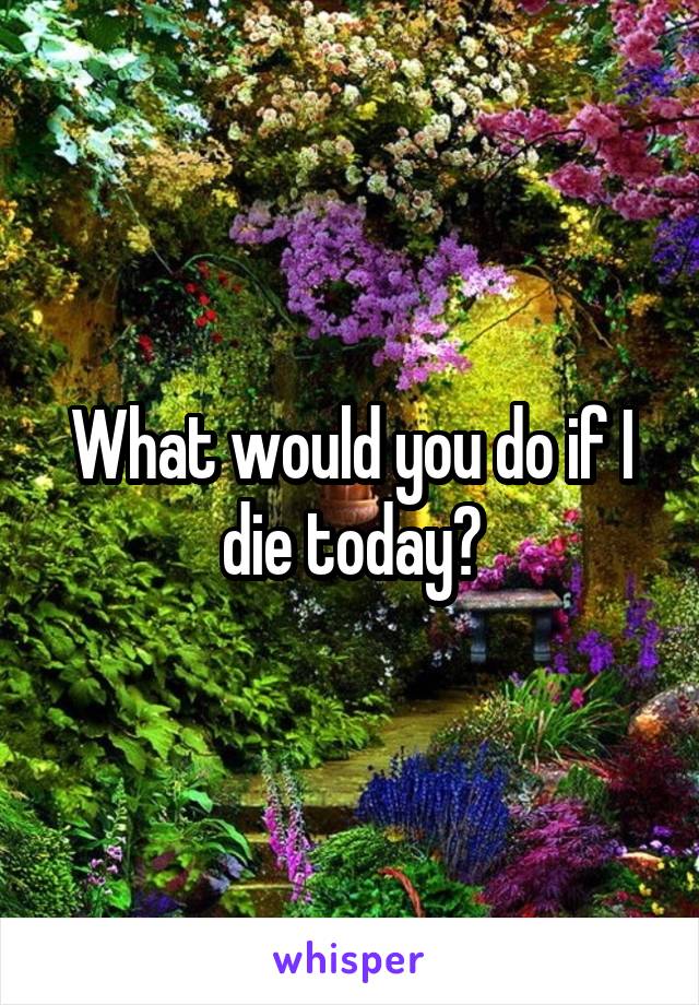 What would you do if I die today?