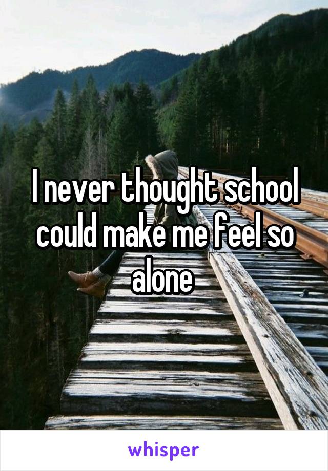 I never thought school could make me feel so alone 