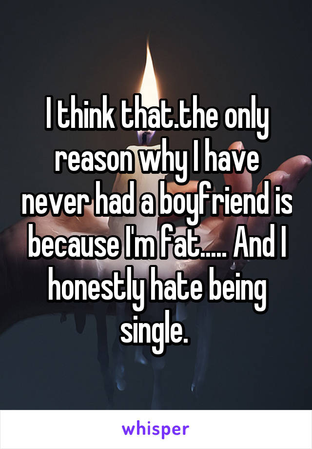 I think that.the only reason why I have never had a boyfriend is because I'm fat..... And I honestly hate being single. 