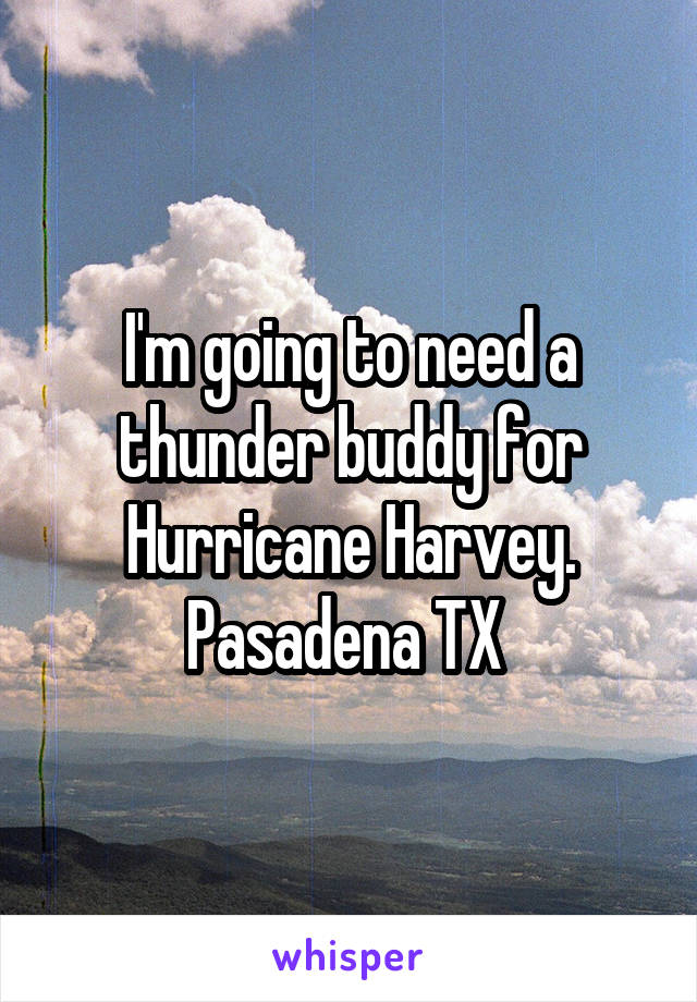 I'm going to need a thunder buddy for Hurricane Harvey.
Pasadena TX 