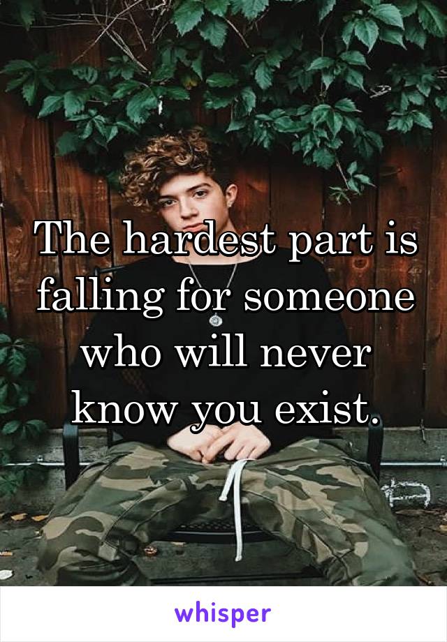 The hardest part is falling for someone who will never know you exist.