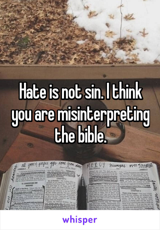 Hate is not sin. I think you are misinterpreting the bible.