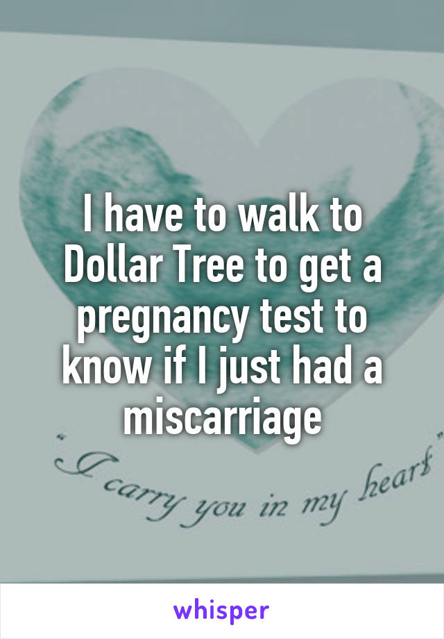 I have to walk to Dollar Tree to get a pregnancy test to know if I just had a miscarriage