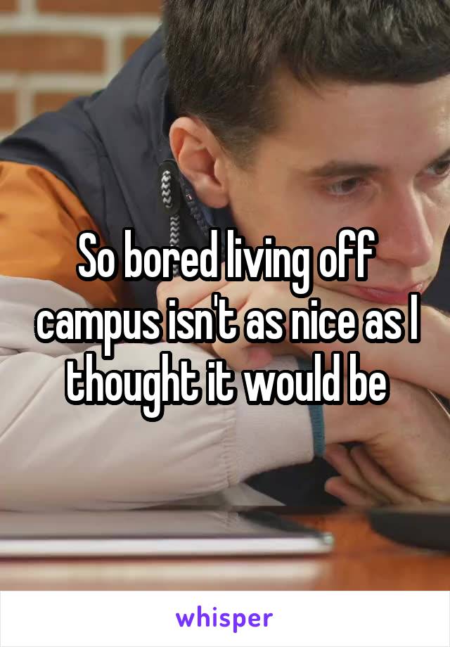 So bored living off campus isn't as nice as I thought it would be