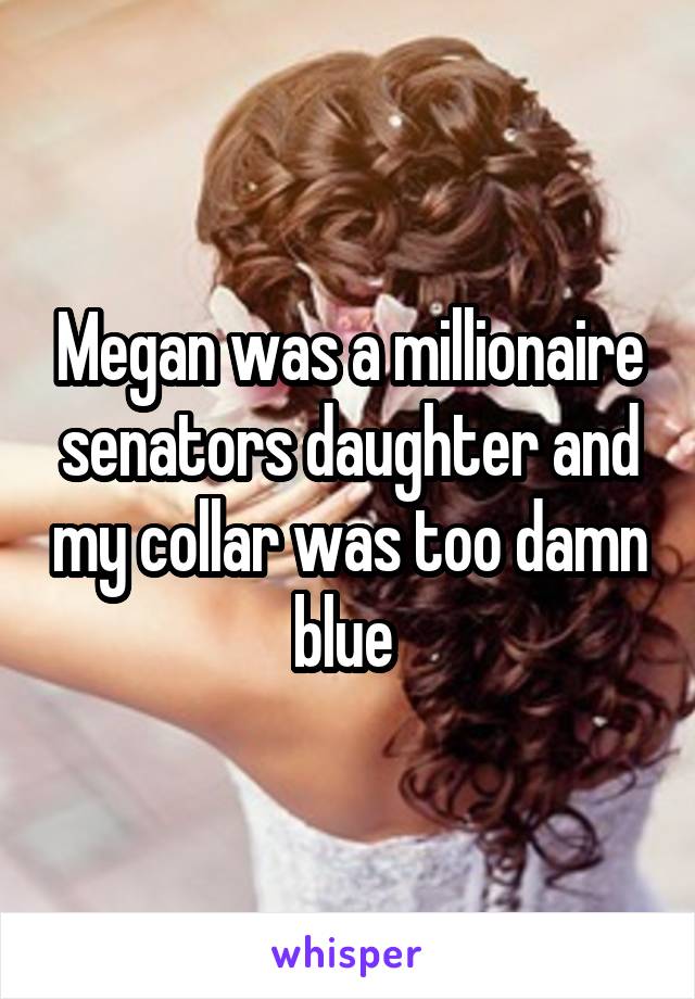 Megan was a millionaire senators daughter and my collar was too damn blue 