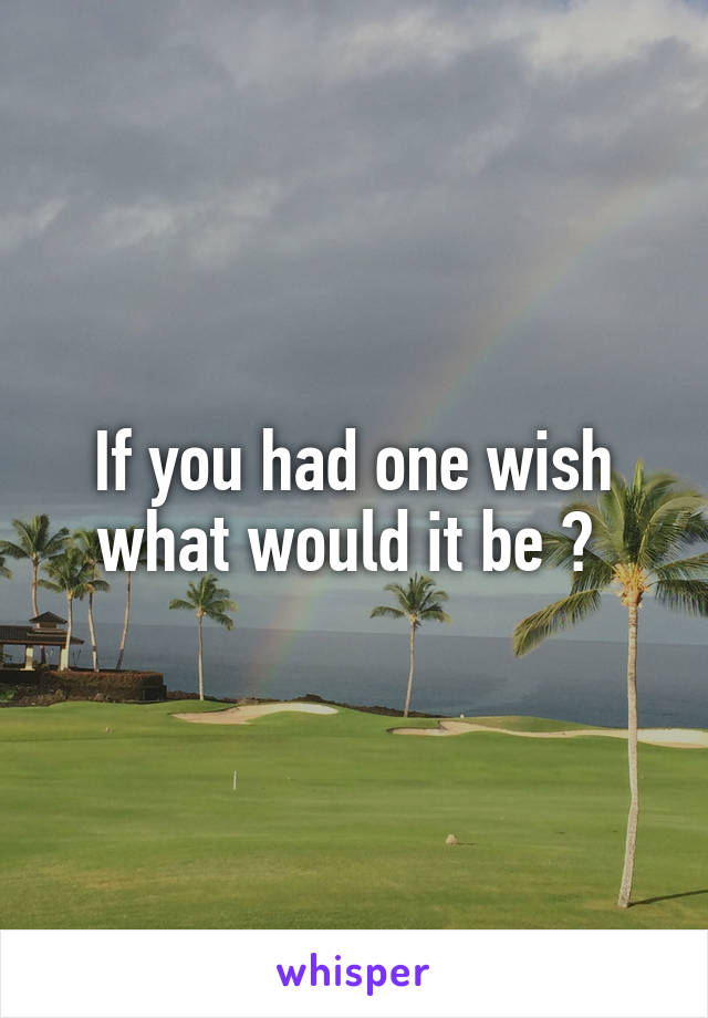 If you had one wish what would it be ? 