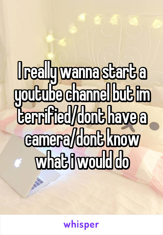 I really wanna start a youtube channel but im terrified/dont have a camera/dont know what i would do