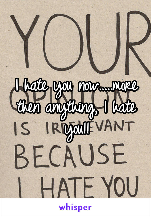 I hate you now.....more then anything, I hate you!!