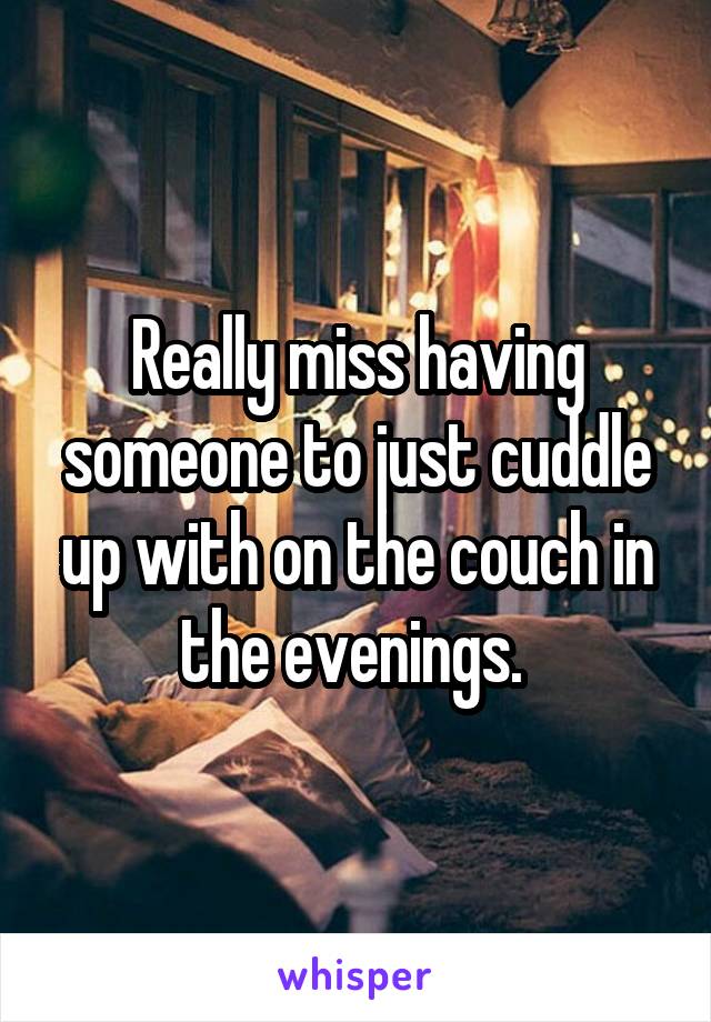 Really miss having someone to just cuddle up with on the couch in the evenings. 