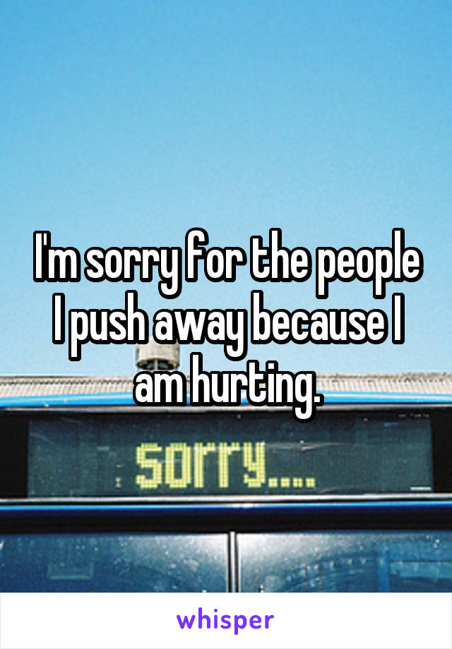 I'm sorry for the people I push away because I am hurting.