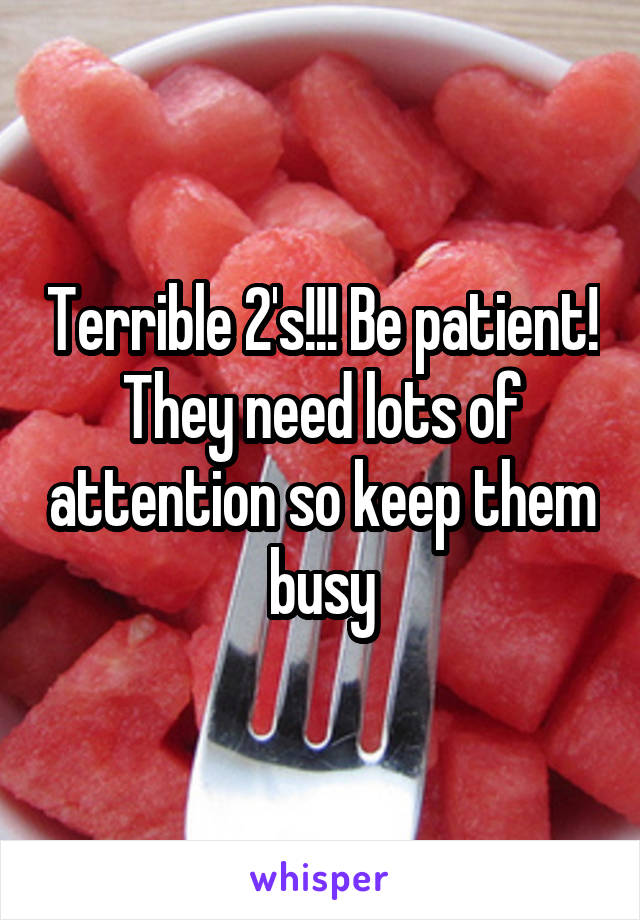 Terrible 2's!!! Be patient! They need lots of attention so keep them busy