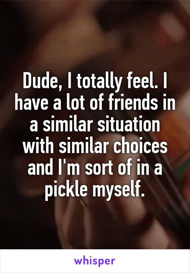 Dude, I totally feel. I have a lot of friends in a similar situation with similar choices and I'm sort of in a pickle myself.