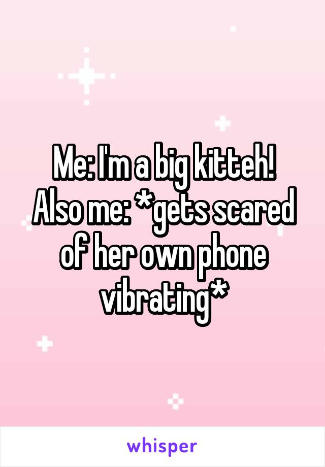 Me: I'm a big kitteh!
Also me: *gets scared of her own phone vibrating*