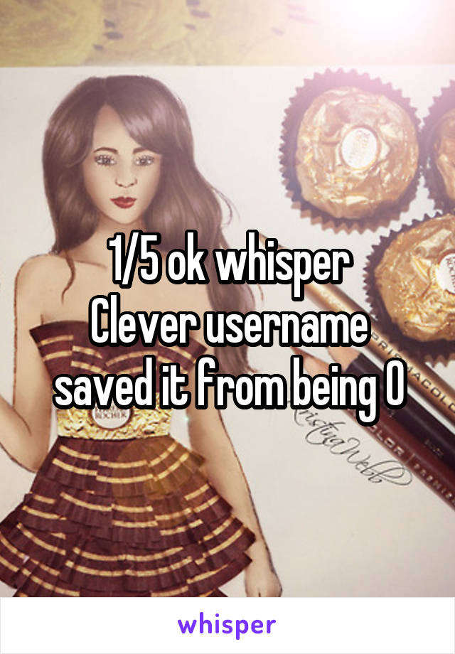 1/5 ok whisper
Clever username saved it from being 0