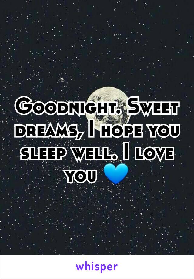 Goodnight. Sweet dreams, I hope you sleep well. I love you 💙