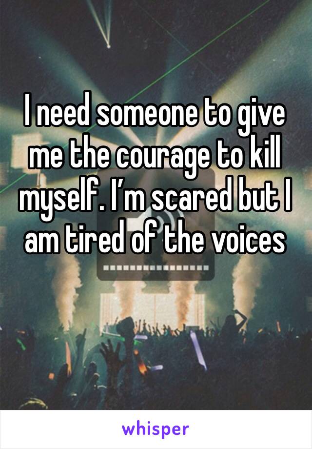 I need someone to give me the courage to kill myself. I’m scared but I am tired of the voices 