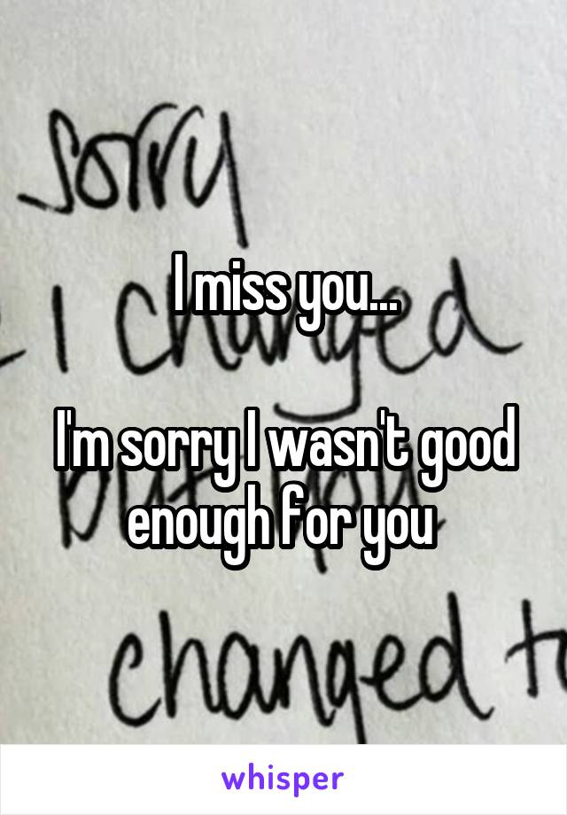 I miss you...

I'm sorry I wasn't good enough for you 