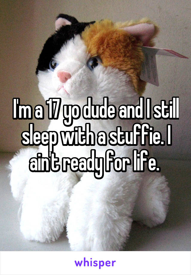 I'm a 17 yo dude and I still sleep with a stuffie. I ain't ready for life. 