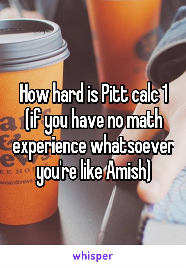 How hard is Pitt calc 1 (if you have no math experience whatsoever you're like Amish)