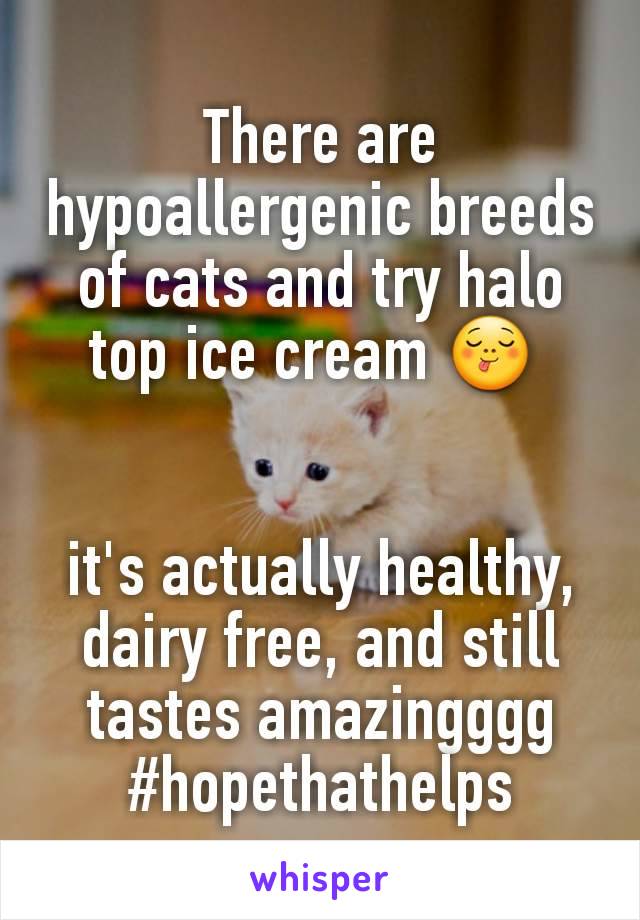 There are hypoallergenic breeds of cats and try halo top ice cream 😋 


it's actually healthy, dairy free, and still tastes amazingggg #hopethathelps