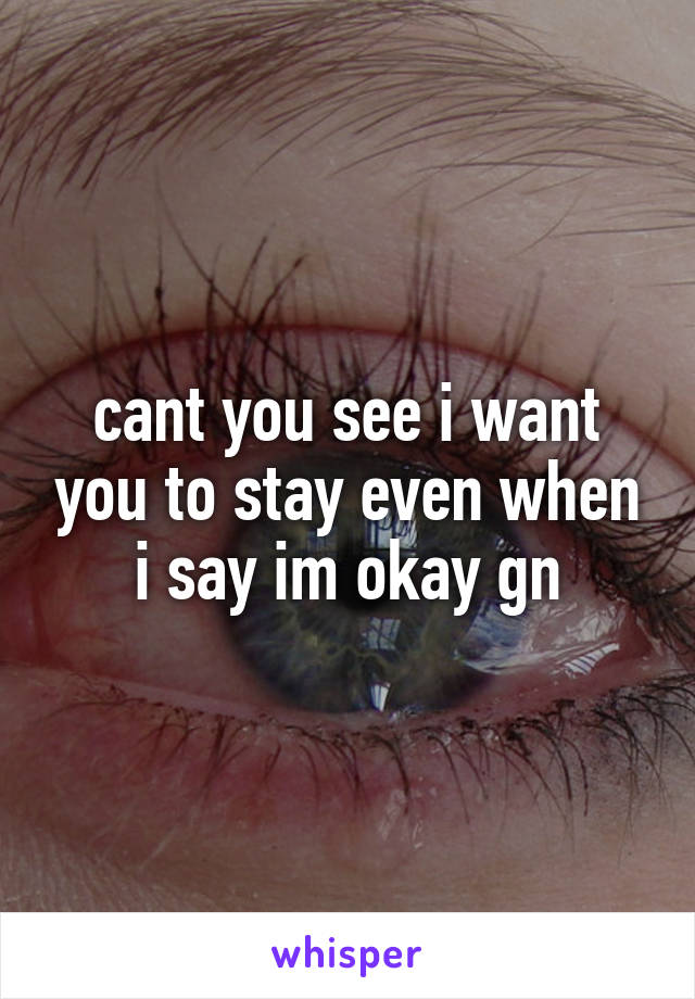 cant you see i want you to stay even when i say im okay gn