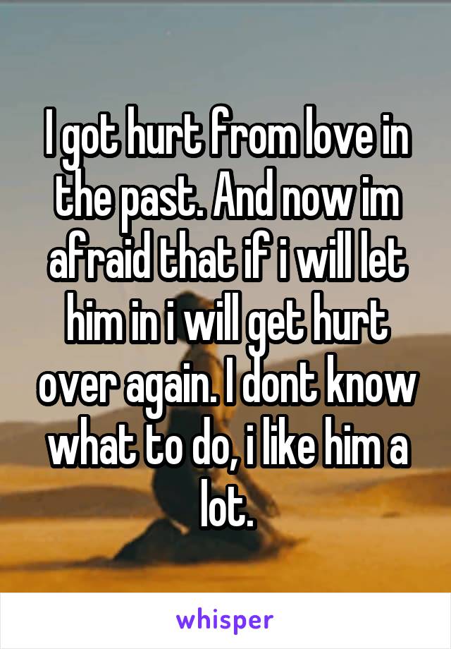 I got hurt from love in the past. And now im afraid that if i will let him in i will get hurt over again. I dont know what to do, i like him a lot.