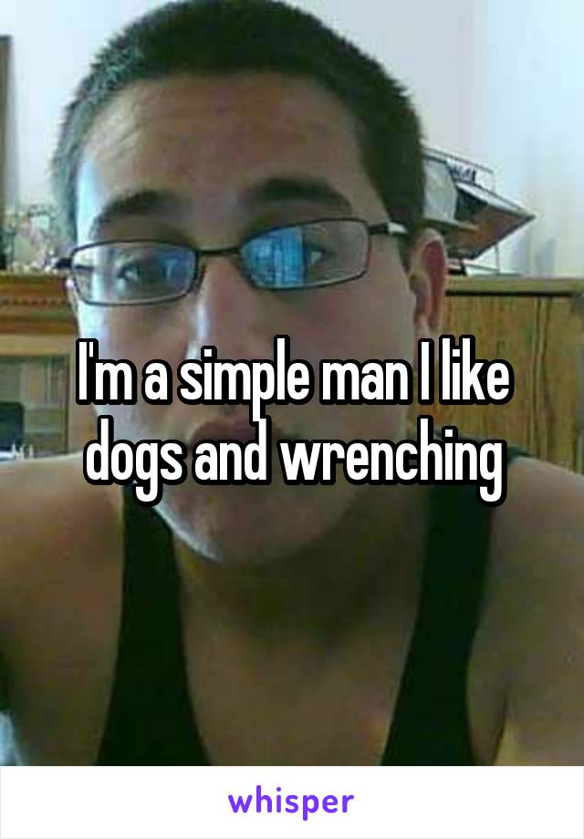 I'm a simple man I like dogs and wrenching