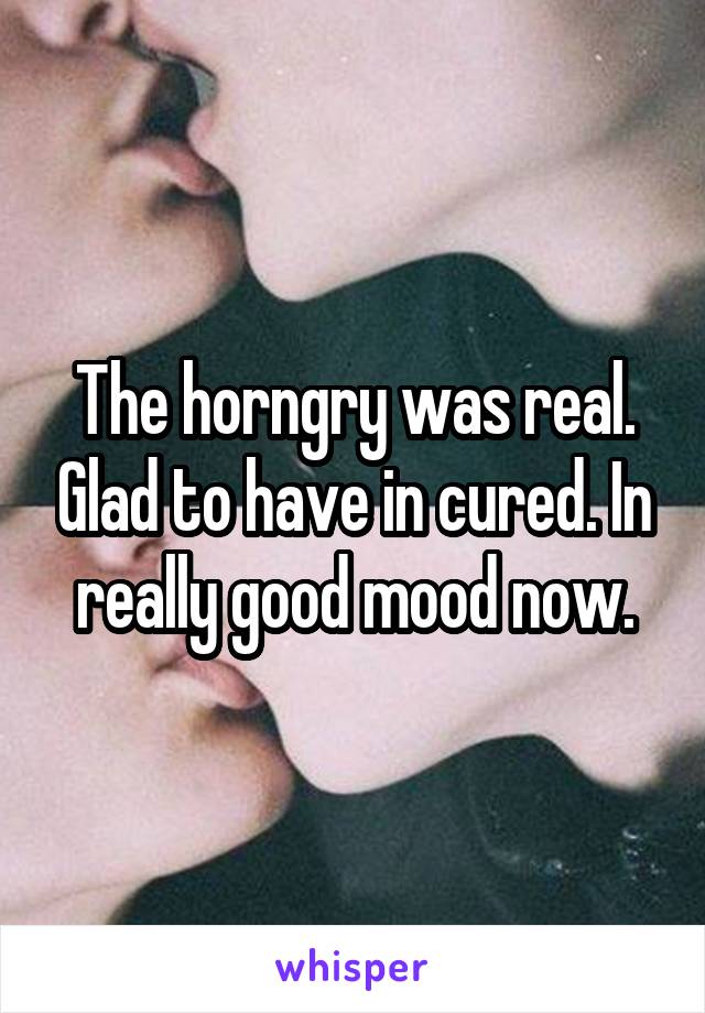 The horngry was real. Glad to have in cured. In really good mood now.