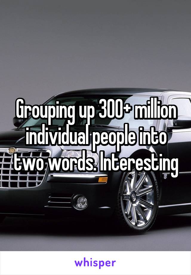 Grouping up 300+ million individual people into two words. Interesting