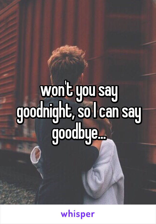 won't you say goodnight, so I can say goodbye...