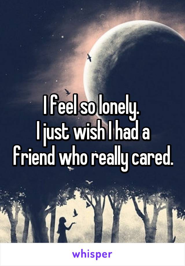 I feel so lonely. 
I just wish I had a friend who really cared.