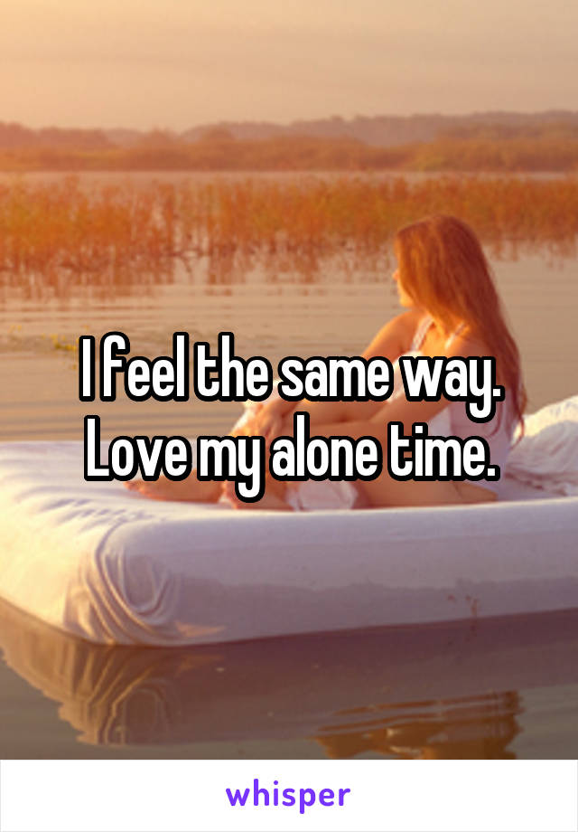 I feel the same way. Love my alone time.