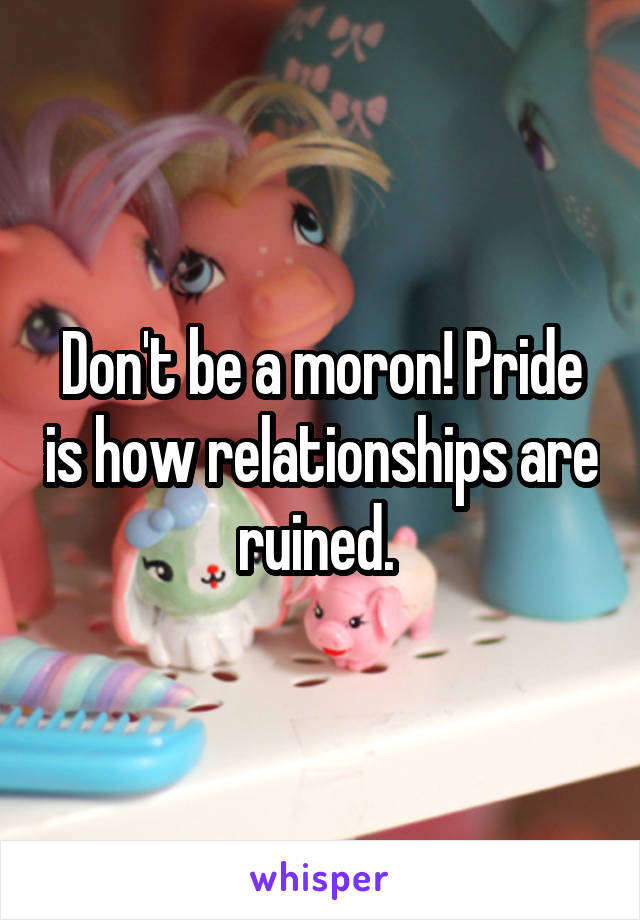 Don't be a moron! Pride is how relationships are ruined. 