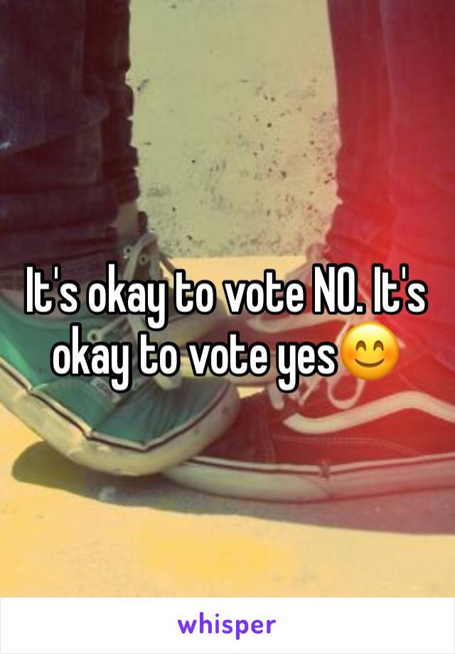 It's okay to vote NO. It's okay to vote yes😊