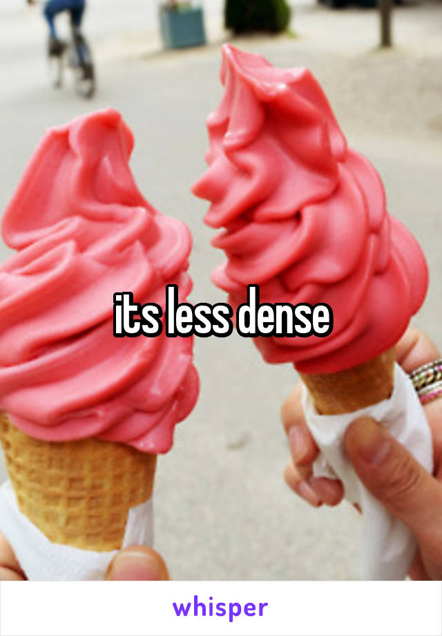 its less dense