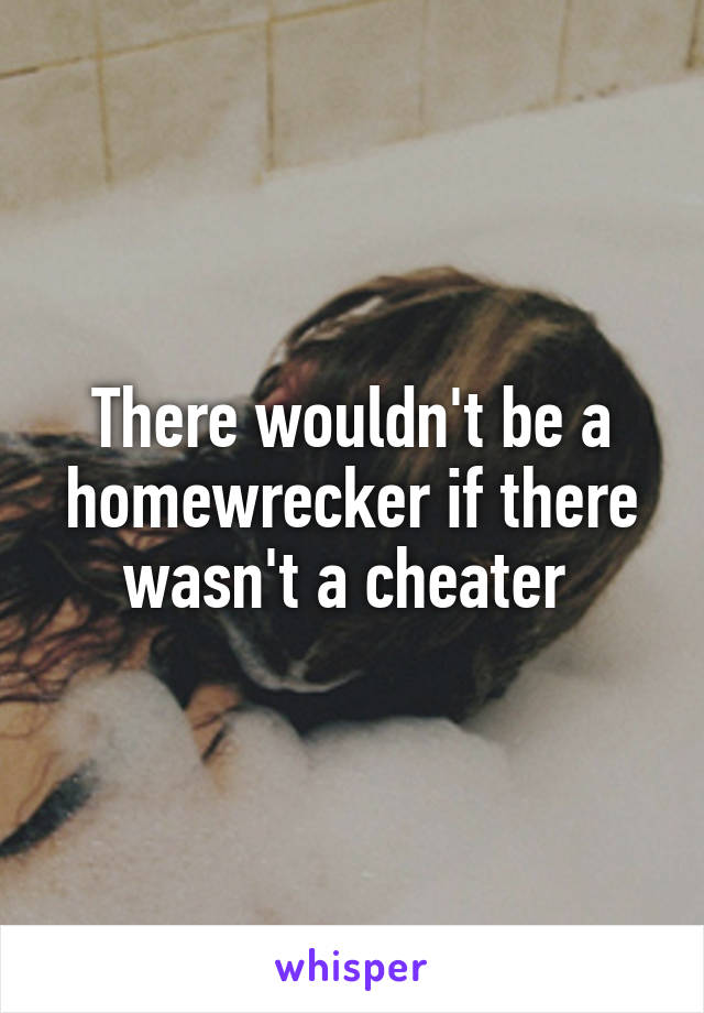 There wouldn't be a homewrecker if there wasn't a cheater 