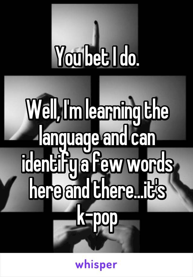 You bet I do.

Well, I'm learning the language and can identify a few words here and there...it's k-pop