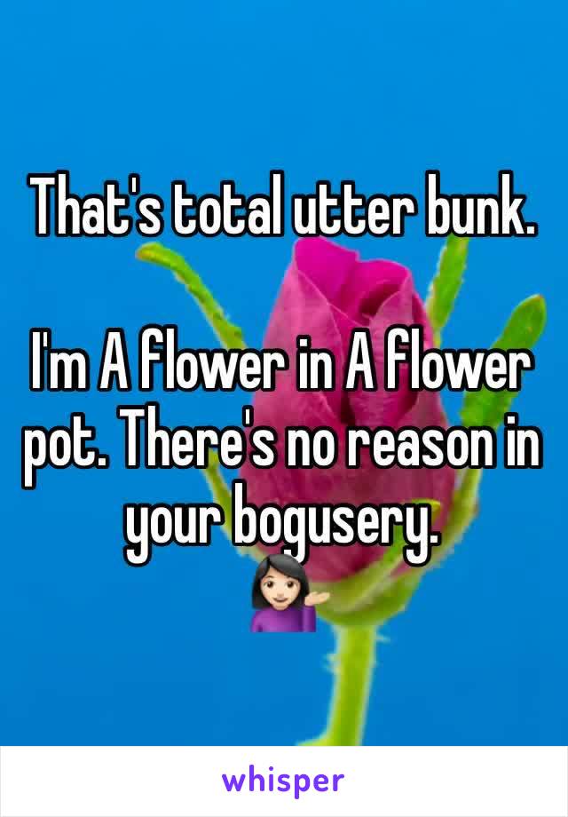 That's total utter bunk.

I'm A flower in A flower pot. There's no reason in your bogusery.
 💁🏻