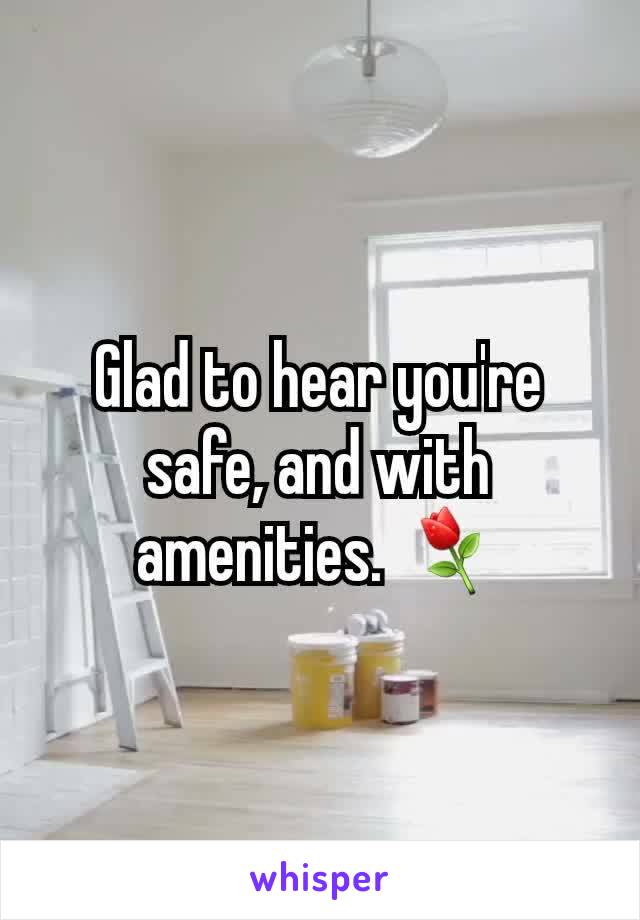 Glad to hear you're safe, and with amenities. ⚘