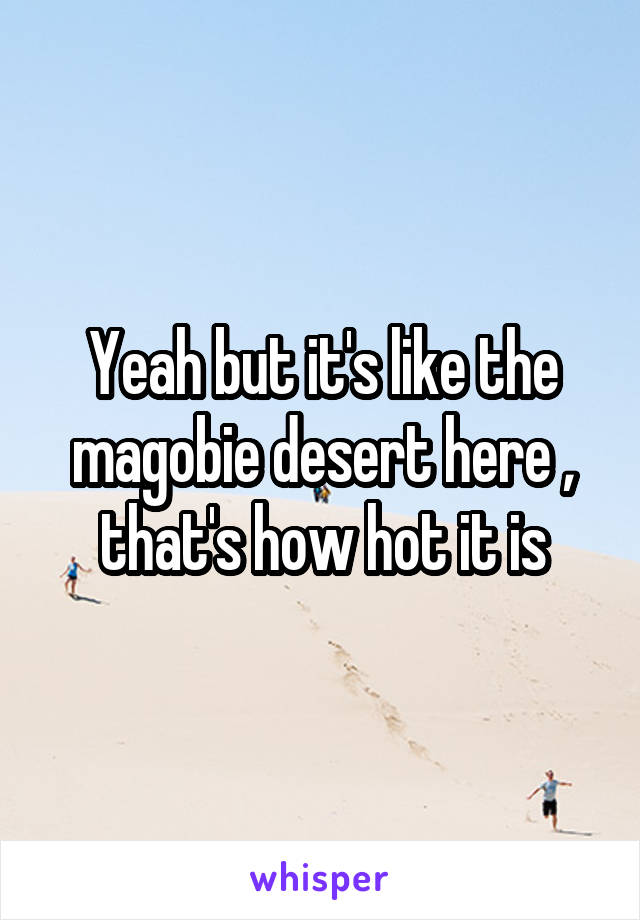 Yeah but it's like the magobie desert here , that's how hot it is