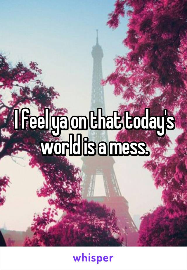 I feel ya on that today's world is a mess.