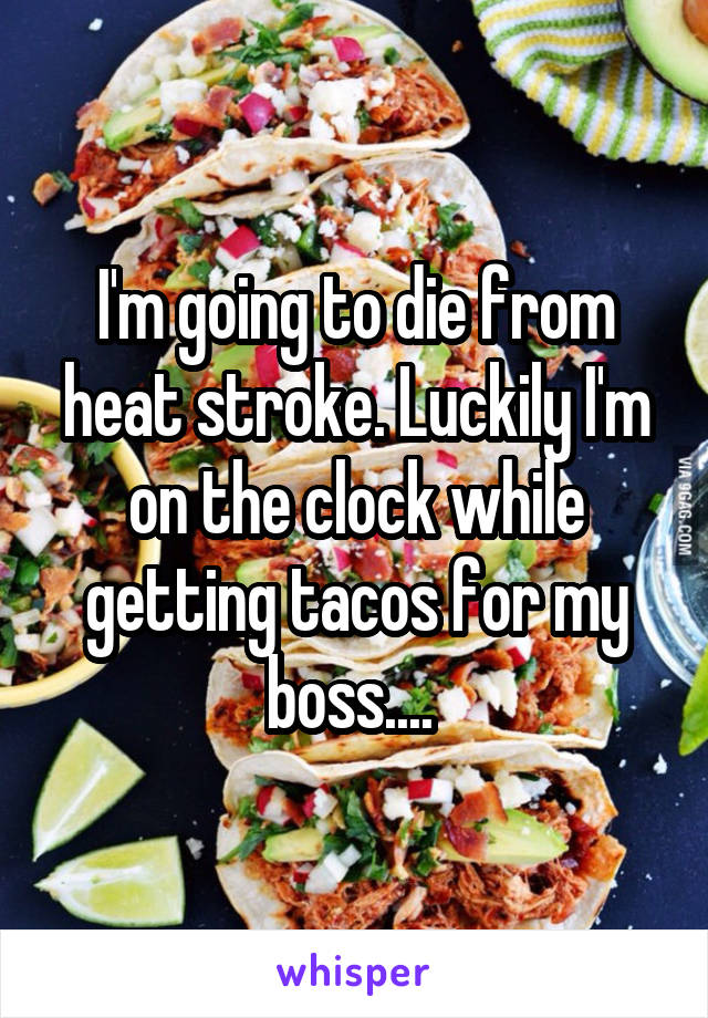 I'm going to die from heat stroke. Luckily I'm on the clock while getting tacos for my boss.... 