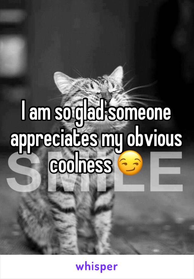 I am so glad someone appreciates my obvious coolness 😏