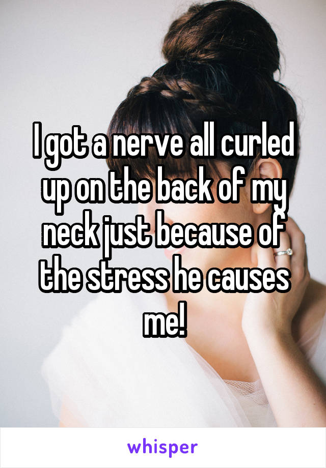 I got a nerve all curled up on the back of my neck just because of the stress he causes me!