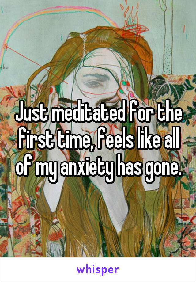 Just meditated for the first time, feels like all of my anxiety has gone.