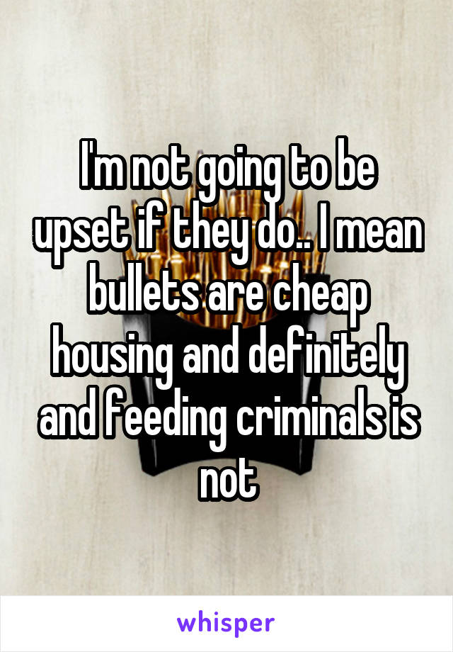 I'm not going to be upset if they do.. I mean bullets are cheap housing and definitely and feeding criminals is not