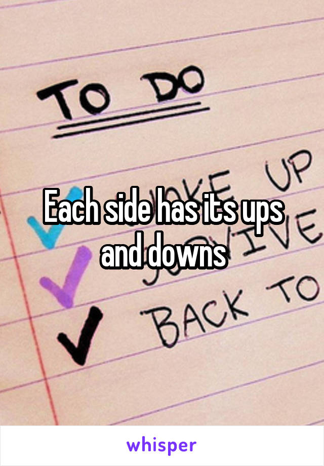Each side has its ups and downs
