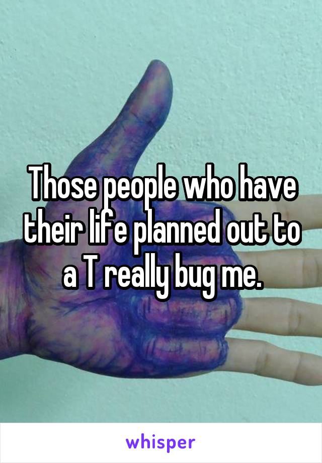 Those people who have their life planned out to a T really bug me.
