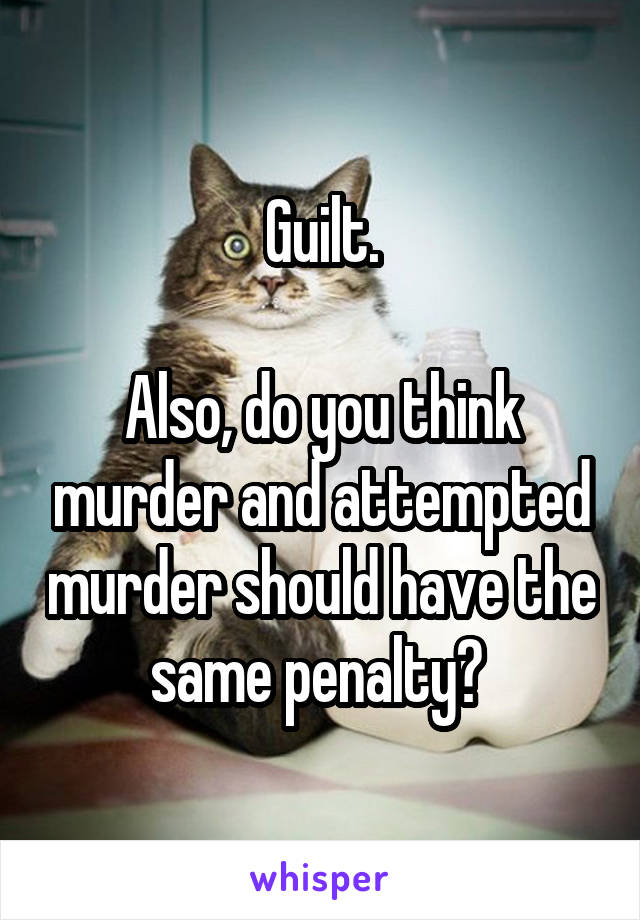 Guilt.

Also, do you think murder and attempted murder should have the same penalty? 