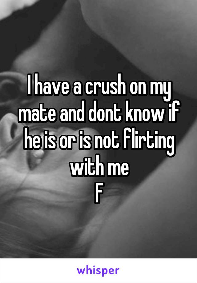 I have a crush on my mate and dont know if he is or is not flirting with me
F
